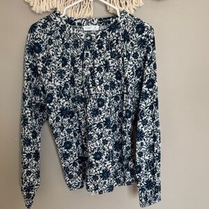 Primark Navy and White Floral Blouse